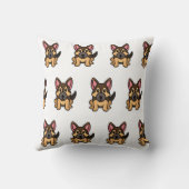 ドイツの羊飼いかわいいブラックとタンの漫画 クッション (裏面)