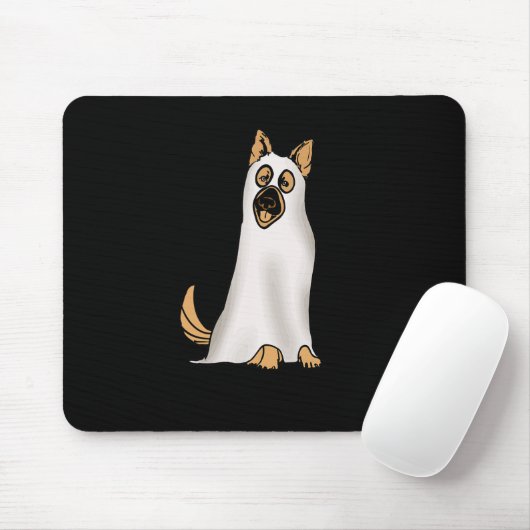 ドイツの羊飼いかわいい犬の着用幽霊おもしろいハロ マウスパッド (マウス)