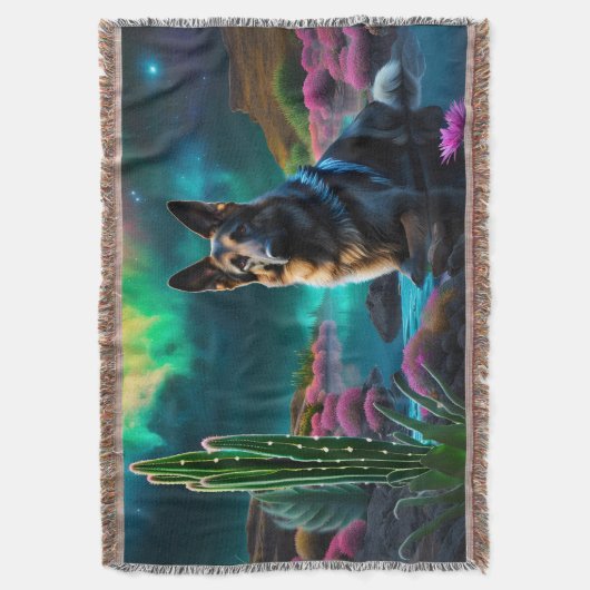 ドイツの羊飼いがエイリアン界 スローブランケット (正面縦)