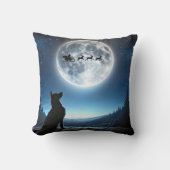 ドイツの羊飼いがサンタクロースとトナカイを見守る クッション (正面)