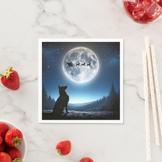 ドイツの羊飼いがサンタクロースとトナカイを見守る スタンダードカクテルナプキン (インサイチュ)