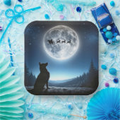 ドイツの羊飼いがサンタクロースとトナカイを見守る ペーパープレート (パーティー)