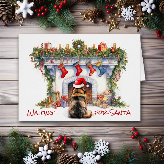 ドイツの羊飼いがサンタ・クリスマス暖炉を待つ