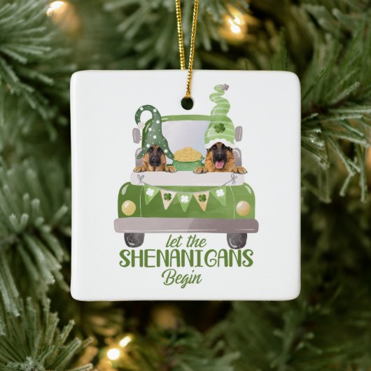 ドイツの羊飼いがシェナニガンを始める セラミックオーナメント (ツリー)