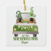 ドイツの羊飼いがシェナニガンを始める セラミックオーナメント (正面)