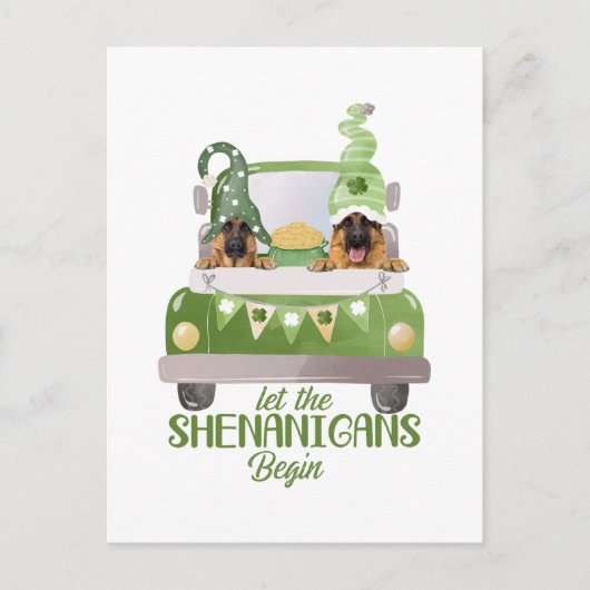 ドイツの羊飼いがシェナニガンを始める ポストカード (正面)