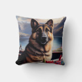 ドイツの羊飼いがパドルに:風光明媚な冒険 クッション (正面)