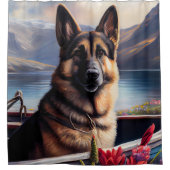 ドイツの羊飼いがパドルに:風光明媚な冒険 シャワーカーテン (正面)