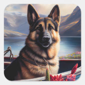 ドイツの羊飼いがパドルに：風光明媚な冒険 スクエアシール (正面)