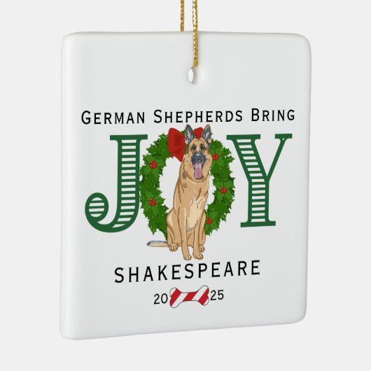 ドイツの羊飼いが喜びを与える セラミックオーナメント (右)