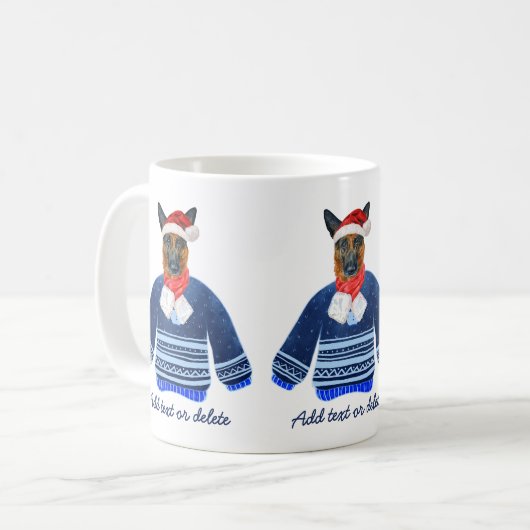 ドイツの羊飼いが醜いセーターを着て犬の恋人 コーヒーマグカップ (正面左)