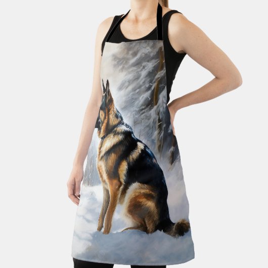 ドイツの羊飼いが雪のクリスマスを過ごした エプロン (インサイチュ)