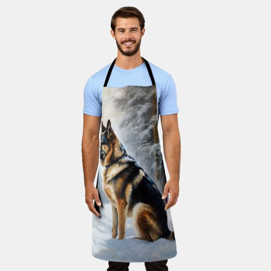 ドイツの羊飼いが雪のクリスマスを過ごした エプロン (着用した状態)