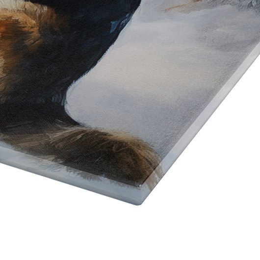 ドイツの羊飼いが雪のクリスマスを過ごした カッティングボード (角)