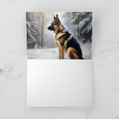 ドイツの羊飼いが雪のクリスマスを過ごした カード (内部)