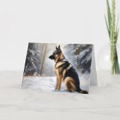 ドイツの羊飼いが雪のクリスマスを過ごした カード (正面)