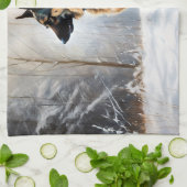 ドイツの羊飼いが雪のクリスマスを過ごした キッチンタオル (折り畳み)