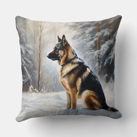 ドイツの羊飼いが雪のクリスマスを過ごした クッション (裏面)