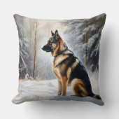 ドイツの羊飼いが雪のクリスマスを過ごした クッション (正面)