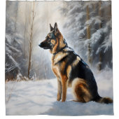 ドイツの羊飼いが雪のクリスマスを過ごした シャワーカーテン (正面)