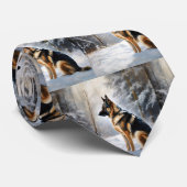 ドイツの羊飼いが雪のクリスマスを過ごした ネクタイ (ロール)