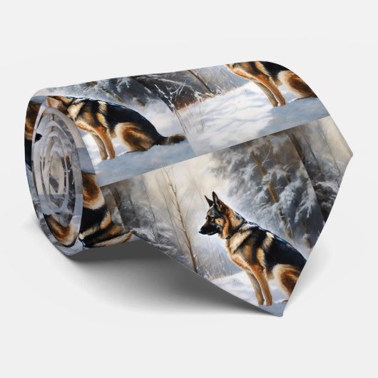 ドイツの羊飼いが雪のクリスマスを過ごした ネクタイ (ロール)