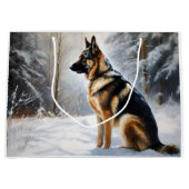 ドイツの羊飼いが雪のクリスマスを過ごした ラージペーパーバッグ (正面)