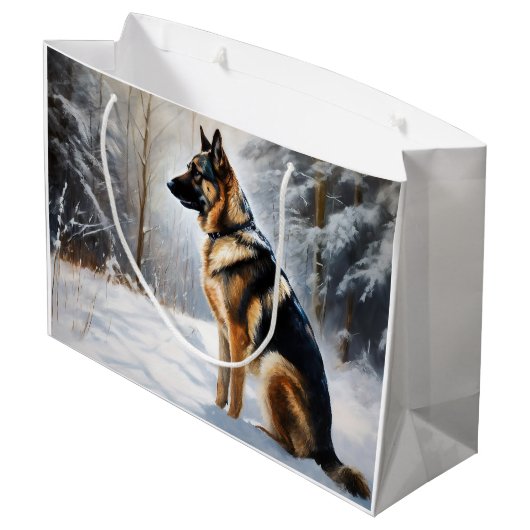 ドイツの羊飼いが雪のクリスマスを過ごした ラージペーパーバッグ (裏面アングル)