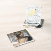 ドイツの羊飼いが雪の中で スクエアペーパーコースター (インサイチュ)