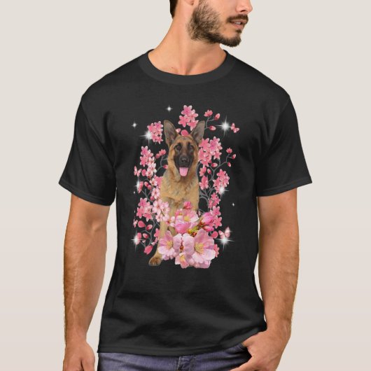 ドイツの羊飼いさくらんぼ花 Tシャツ (正面)