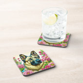 ドイツの羊飼いとお洒落花 コースター (右側)