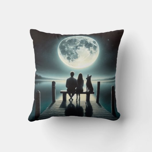 ドイツの羊飼いとカップルの波止場 クッション (裏面)