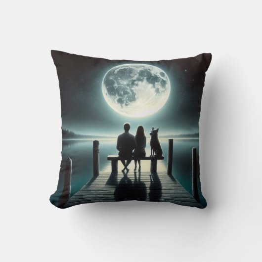 ドイツの羊飼いとカップルの波止場 クッション (正面)