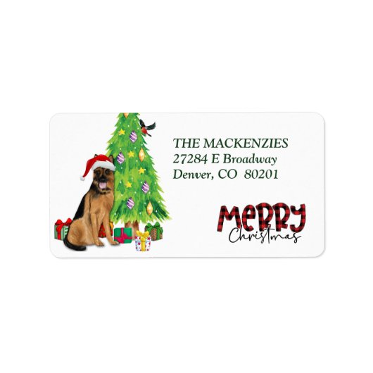 ドイツの羊飼いとクリスマスツリー差出人住所 ラベル (正面)