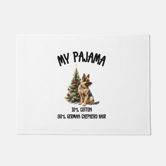 ドイツの羊飼いとクリスマス、おもしろい犬デザイン ドアマット (正面)