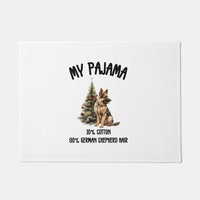 ドイツの羊飼いとクリスマス、おもしろい犬デザイン ドアマット (正面)