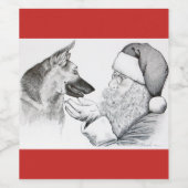 ドイツの羊飼いとサンタクロースのクリスマス ワインラベル (シングルラベル)