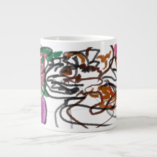 ドイツの羊飼いとバラの芸術 ジャンボコーヒーマグカップ (正面)