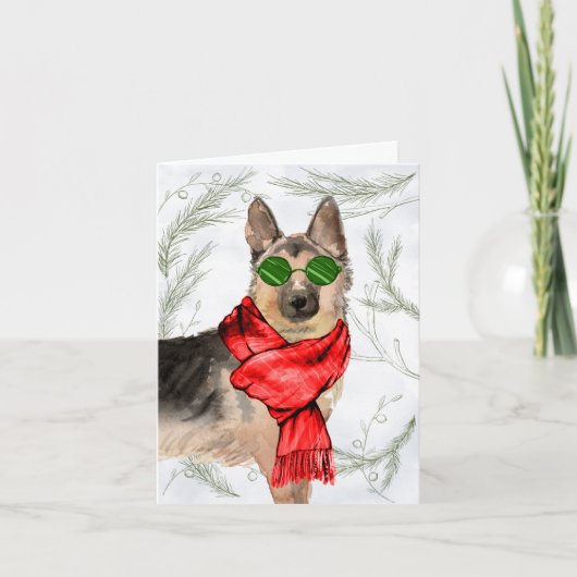 ドイツの羊飼いと植物性の松クリスマス シーズンカード (正面)