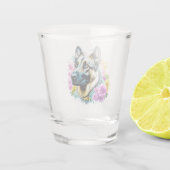 ドイツの羊飼いと花ai art ショットグラス (裏面)