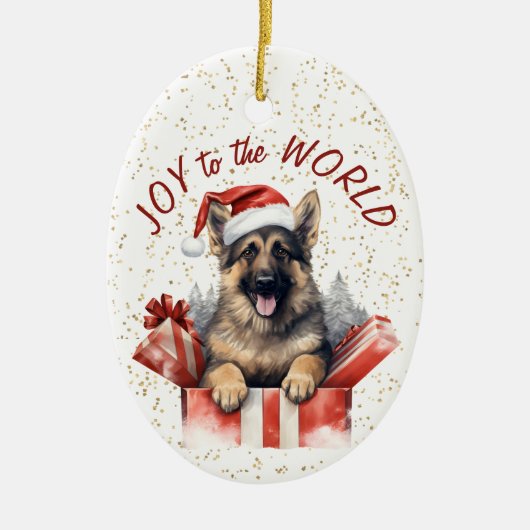 ドイツの羊飼いのギフトボックス喜びに世界の休日 セラミックオーナメント (正面)