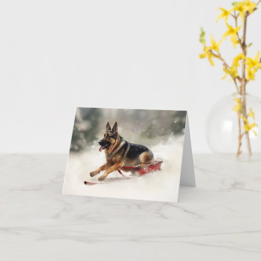 ドイツの羊飼いのクリスマスの冬 カード (黄色い花)