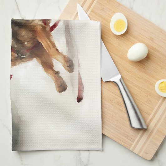 ドイツの羊飼いのクリスマスの冬 キッチンタオル (四つ折り)