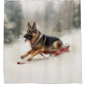 ドイツの羊飼いのクリスマスの冬 シャワーカーテン (正面)