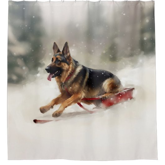 ドイツの羊飼いのクリスマスの冬 シャワーカーテン (正面)