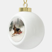 ドイツの羊飼いのクリスマスの冬 セラミックボールオーナメント (右)