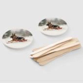 ドイツの羊飼いのクリスマスの冬 ハンドファン (組立なし)