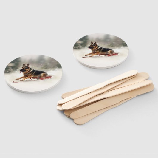 ドイツの羊飼いのクリスマスの冬 ハンドファン (組立なし)