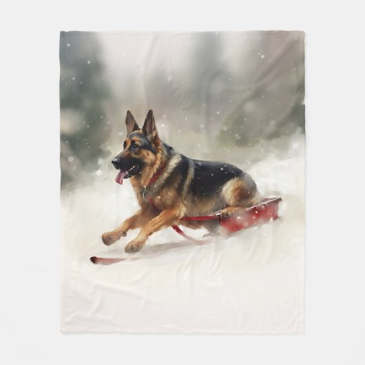 ドイツの羊飼いのクリスマスの冬 フリースブランケット (正面)
