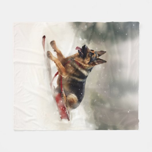 ドイツの羊飼いのクリスマスの冬 フリースブランケット (正面(横))